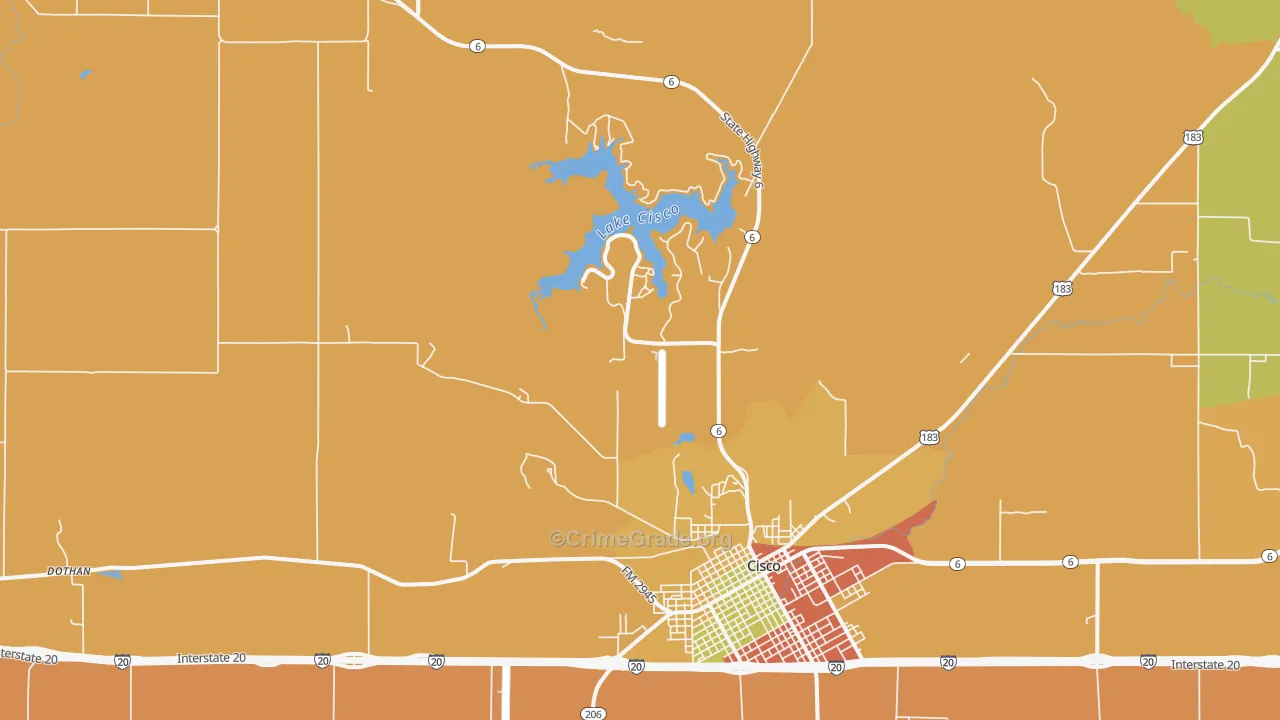 Dothan, TX Map of Burglary Rates