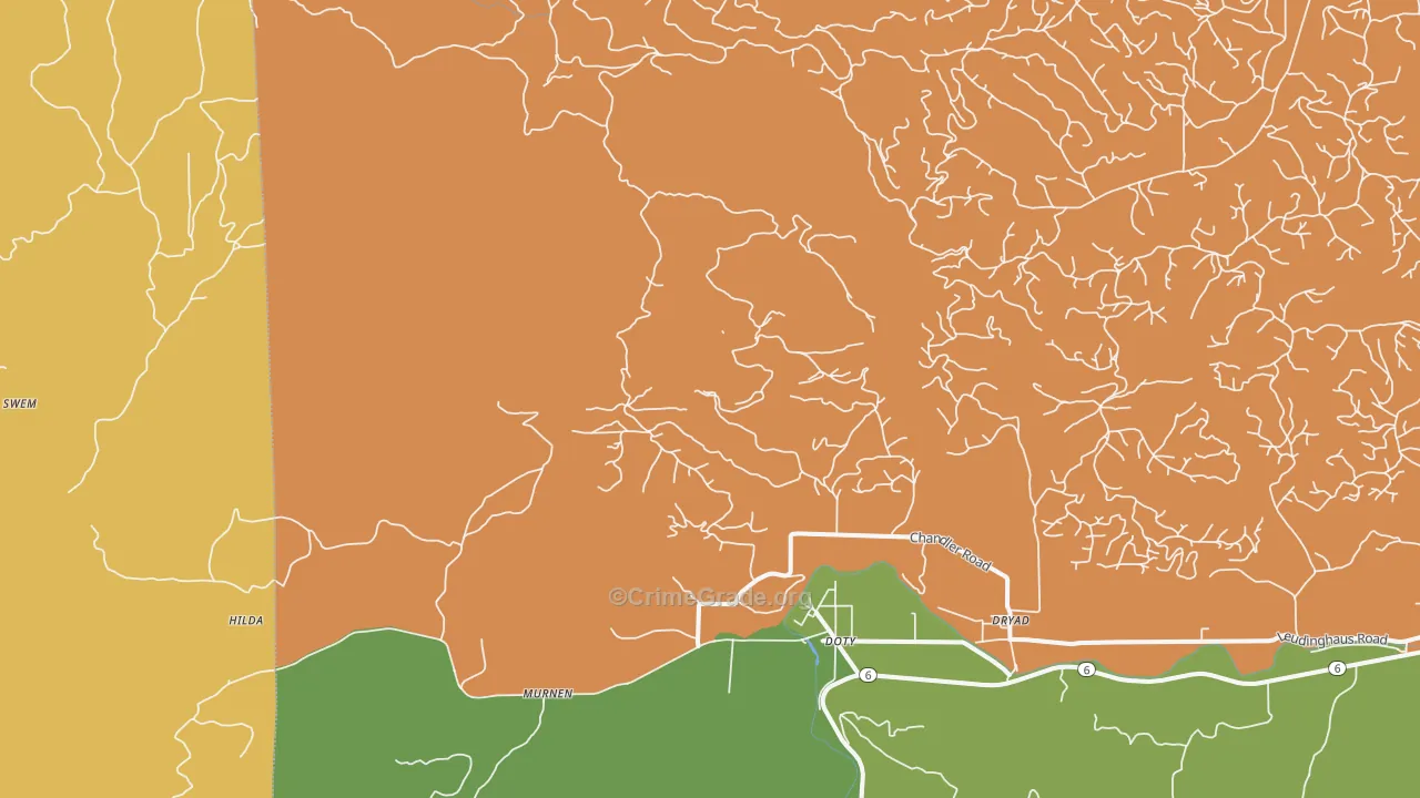Doty, WA Map of Burglary Rates