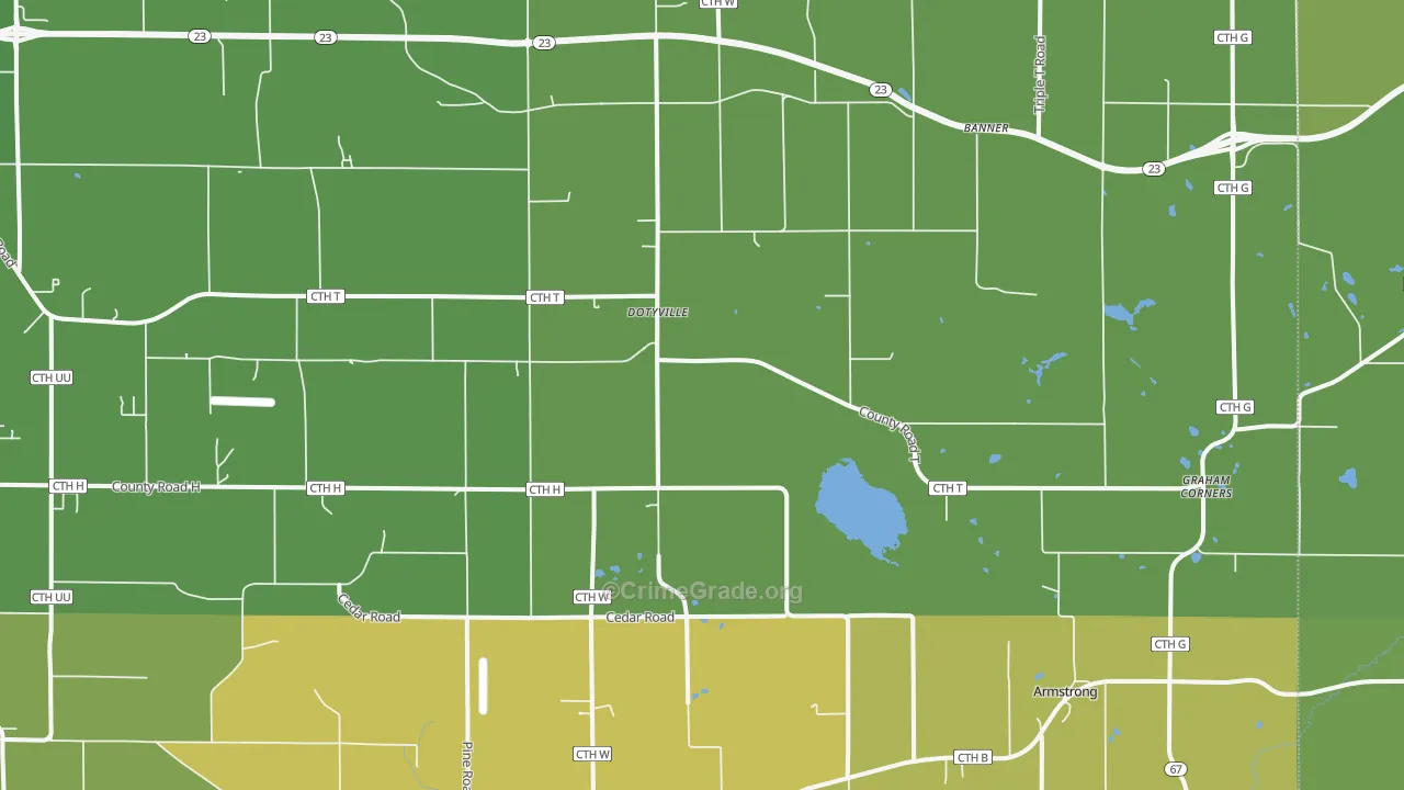 Dotyville, WI Map of Burglary Rates