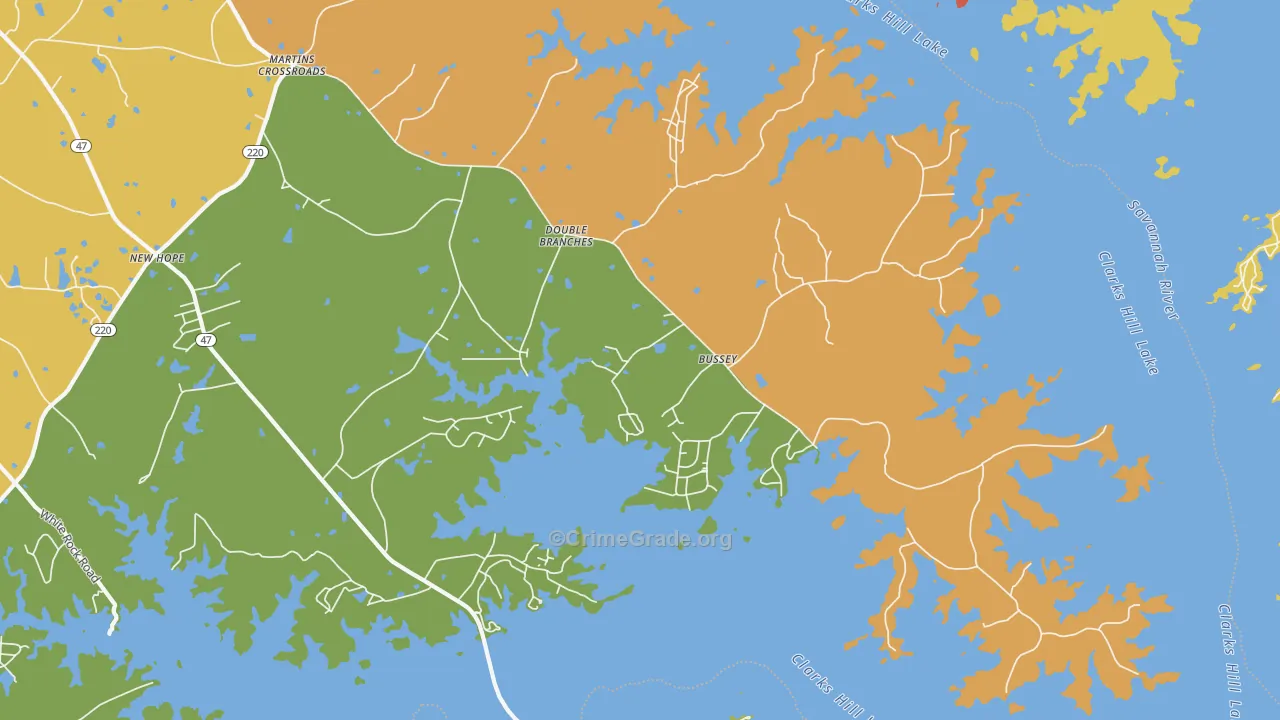 Double Branches, GA Map of Burglary Rates