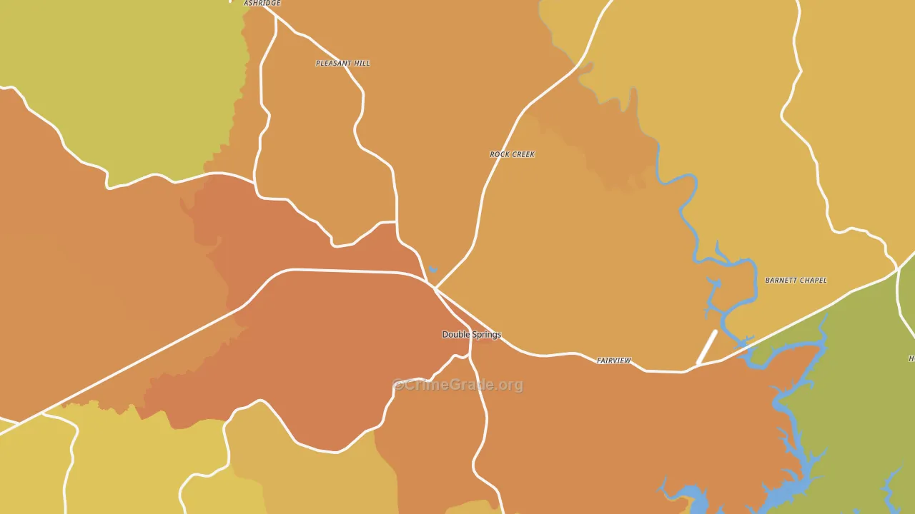 Double Springs, AL Map of Burglary Rates