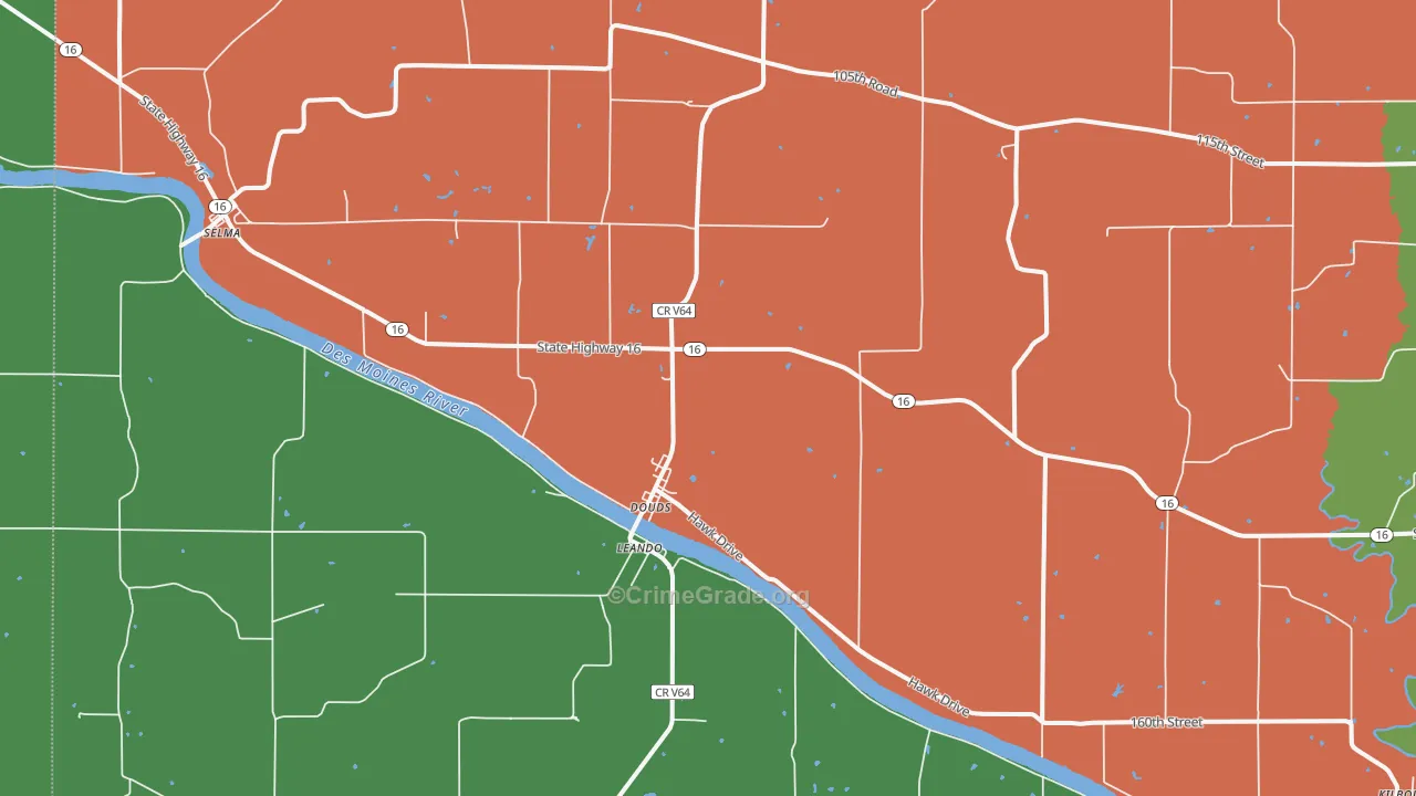 Douds, IA Map of Burglary Rates
