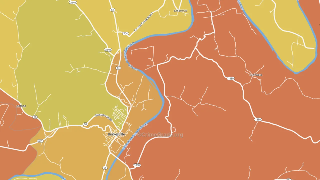Dougan Town, KY Map of Burglary Rates