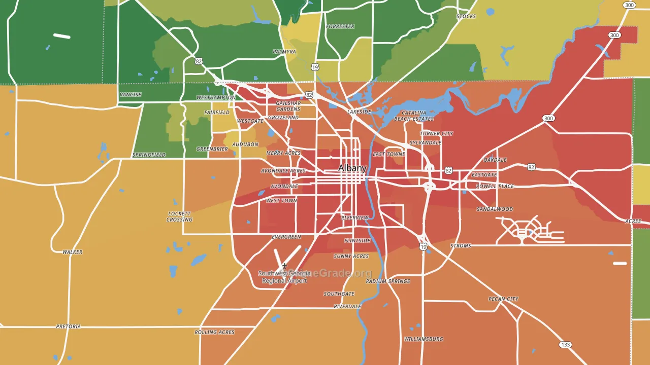 Dougherty County, GA Map of Burglary Rates