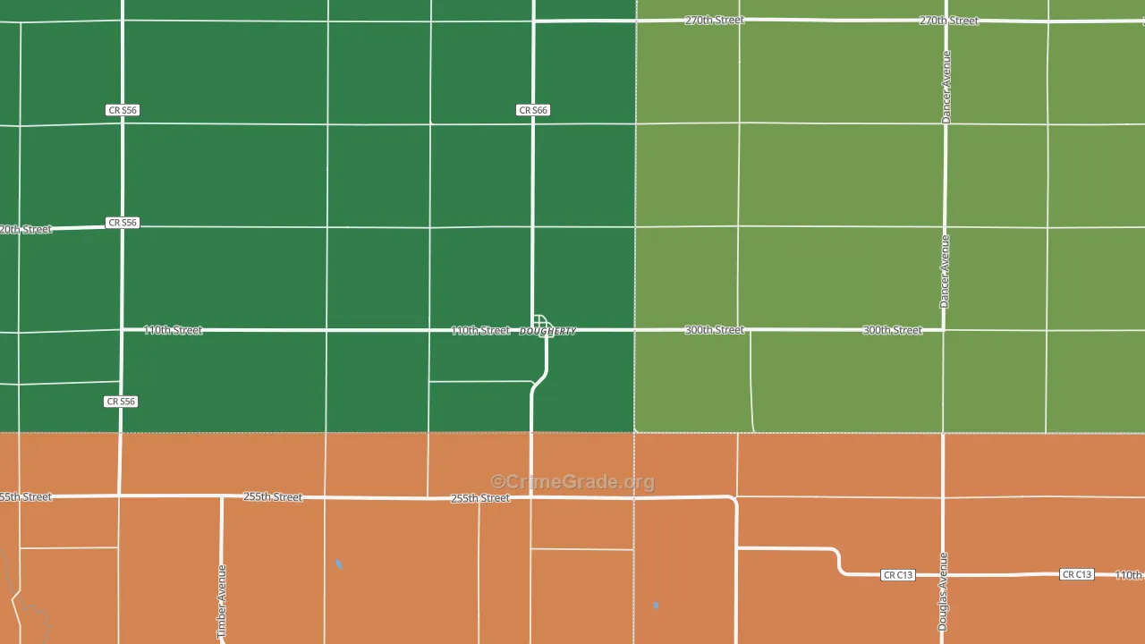 Dougherty, IA Map of Burglary Rates