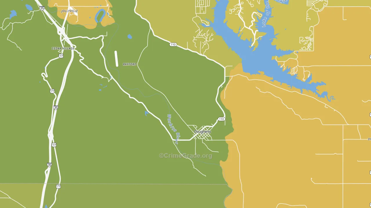 Dougherty, OK Map of Burglary Rates