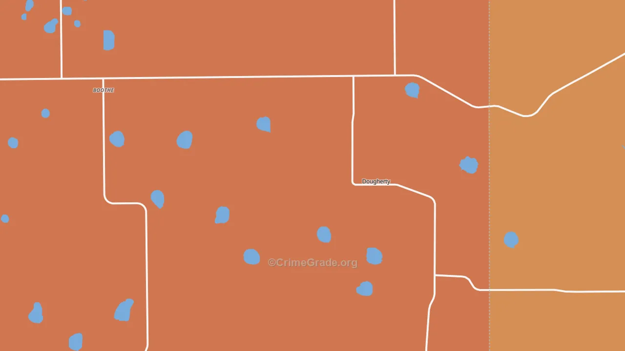 Dougherty, TX Map of Burglary Rates