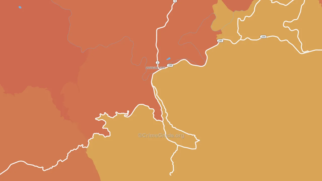 Douglas City, CA Map of Burglary Rates