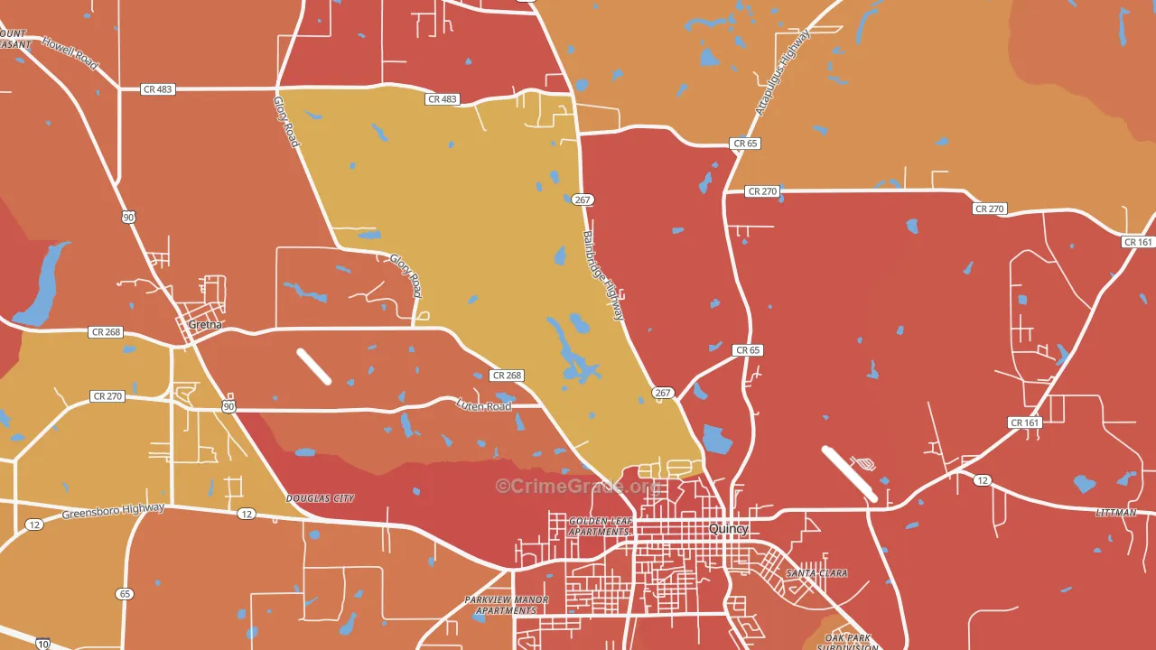 Douglas City, FL Map of Burglary Rates