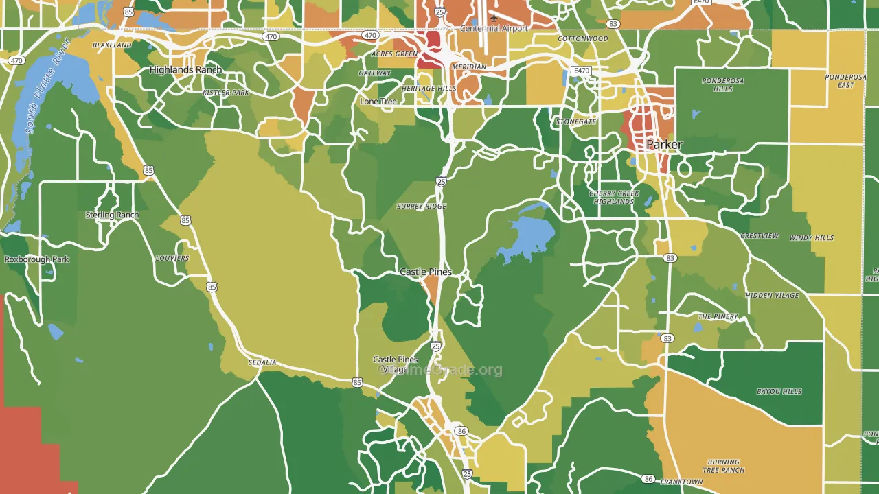 Douglas County, CO Map of Burglary Rates