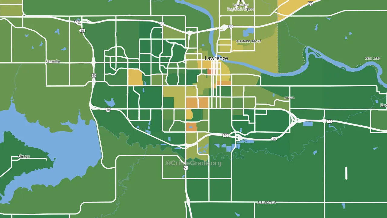 Douglas County, KS Map of Burglary Rates