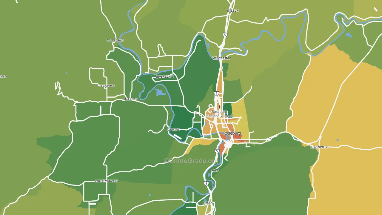 Douglas County, OR Map of Burglary Rates