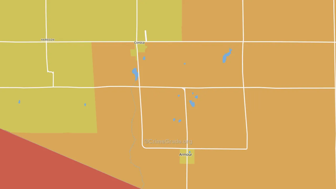 Douglas County, SD Map of Burglary Rates