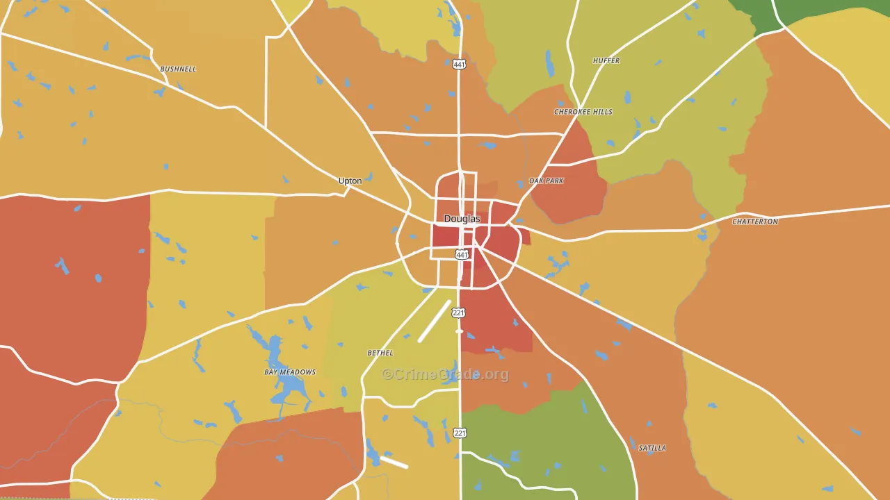 Douglas, GA Map of Burglary Rates