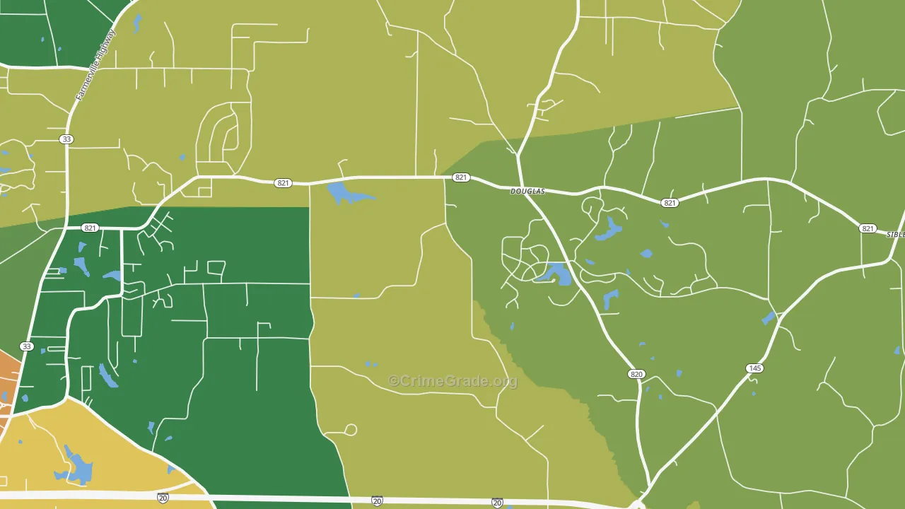 Douglas, LA Map of Burglary Rates