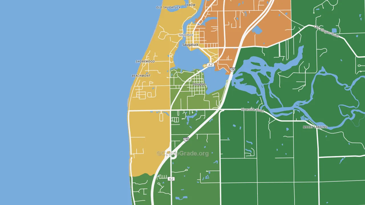 Douglas, MI Map of Burglary Rates