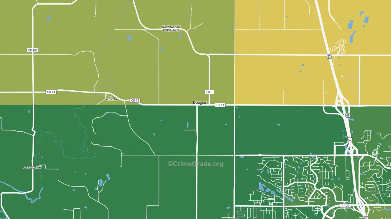 Douglas, MN Map of Burglary Rates