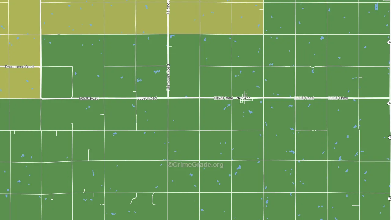 Douglas, OK Map of Burglary Rates
