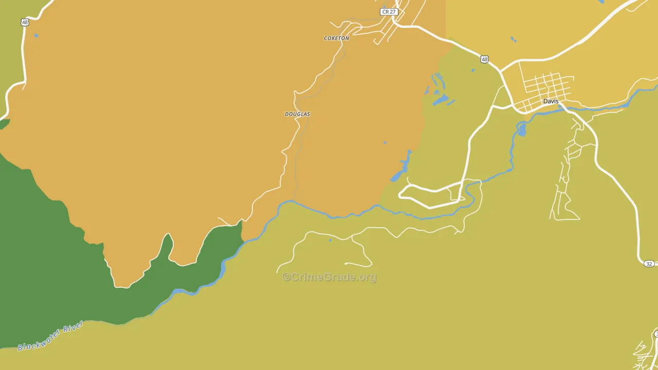 Douglas, WV Map of Burglary Rates
