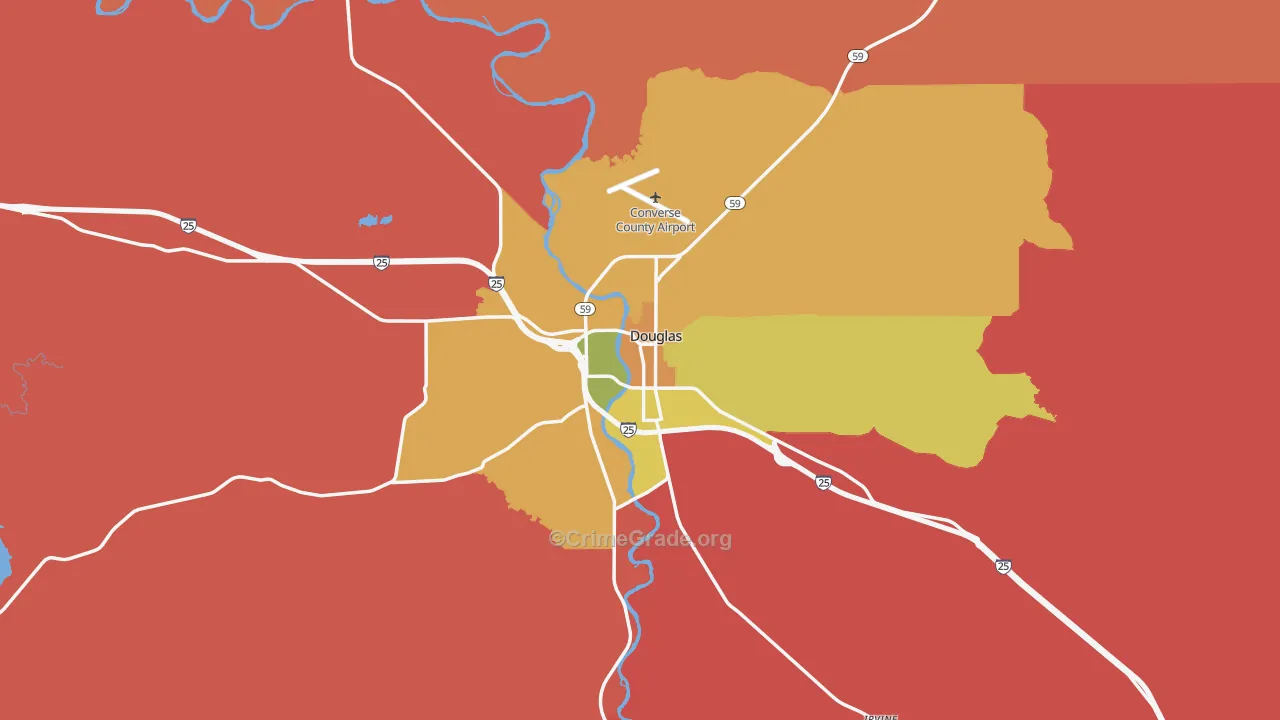 Douglas, WY Map of Burglary Rates