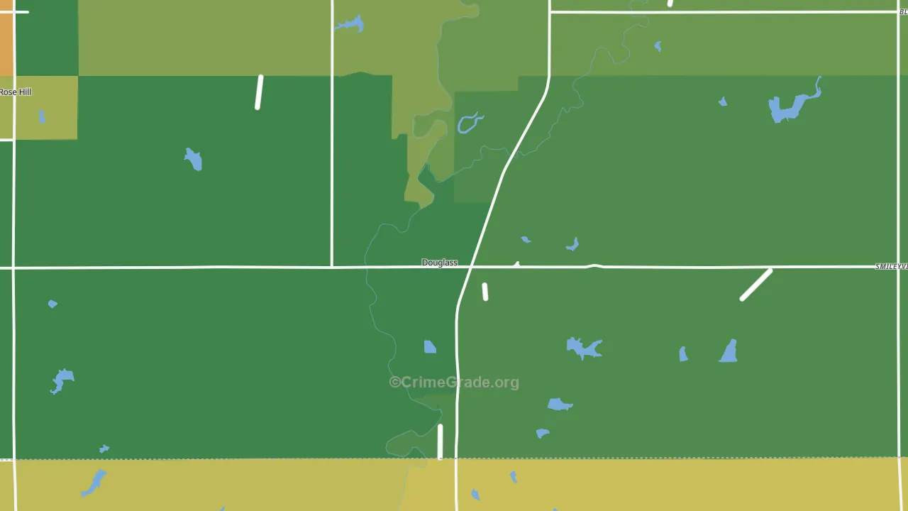 Douglass, KS Map of Burglary Rates
