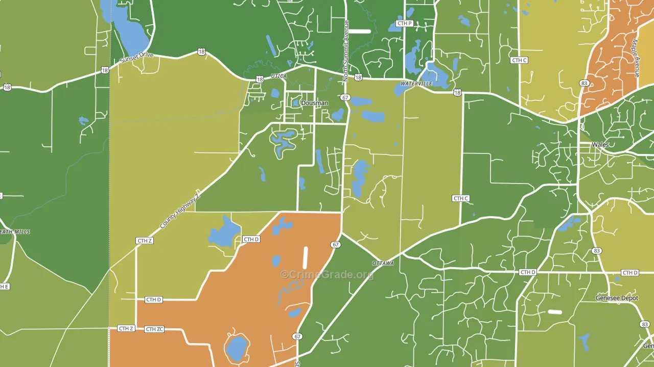 Dousman, WI Map of Burglary Rates