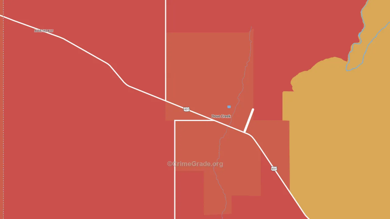 Dove Creek, CO Map of Burglary Rates