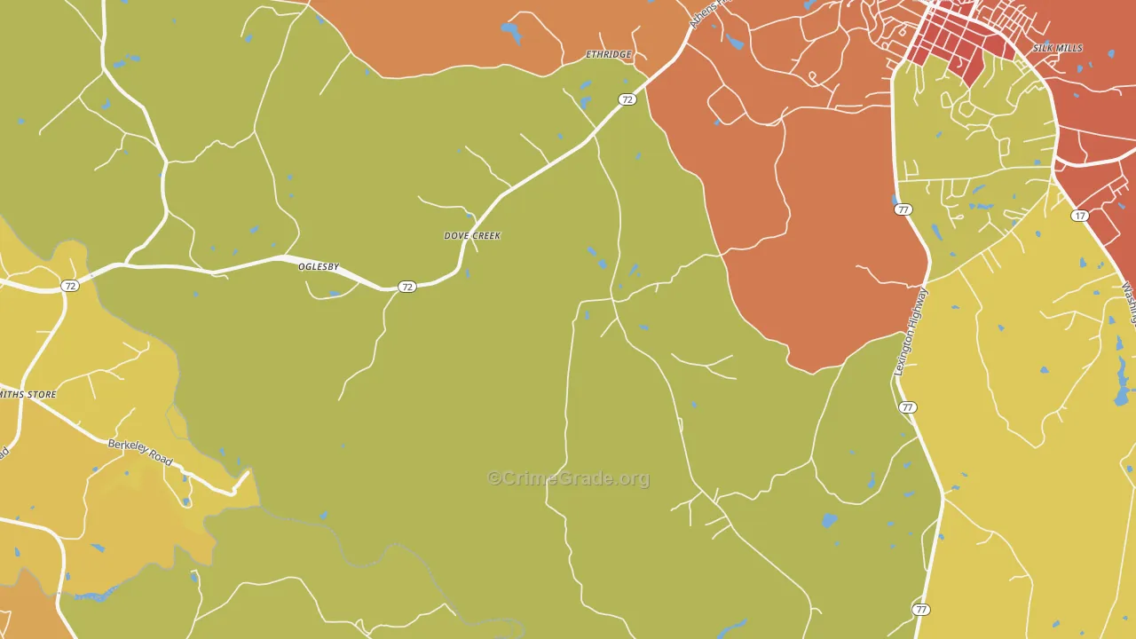 Dove Creek, GA Map of Burglary Rates