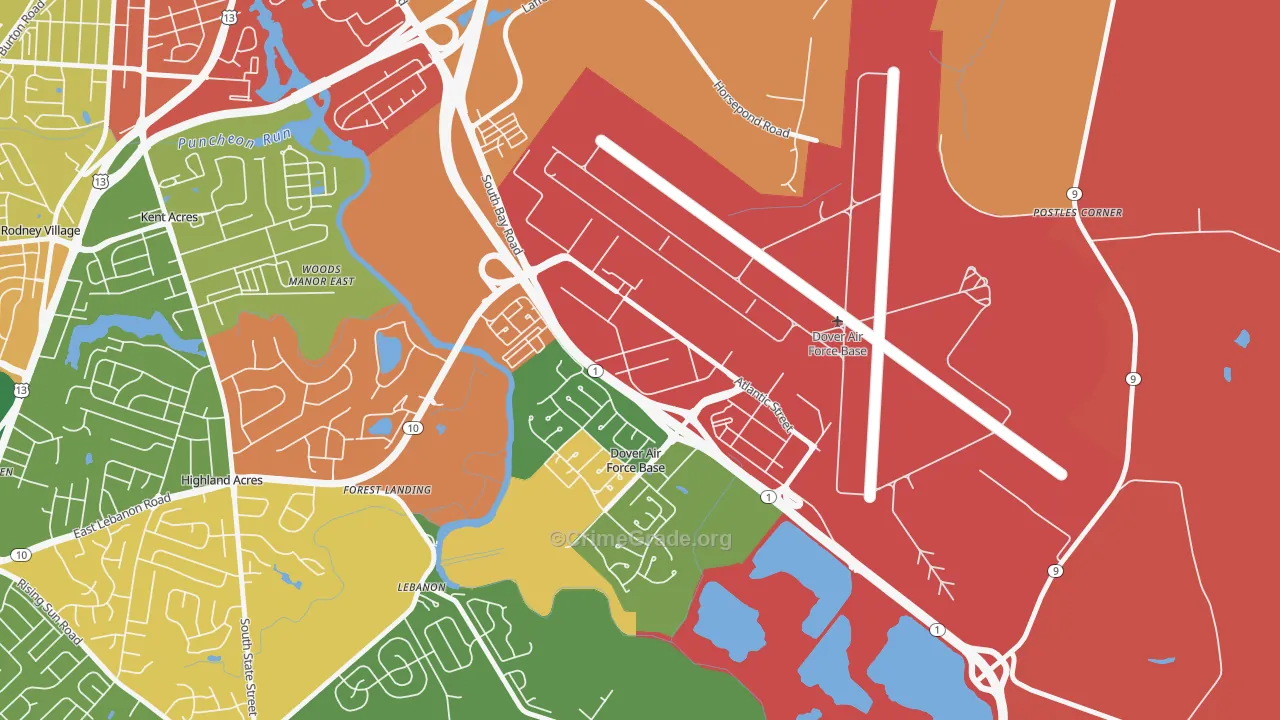 Dover Afb, DE Map of Burglary Rates