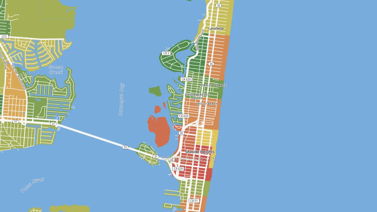 Dover Beaches South, NJ Map of Burglary Rates