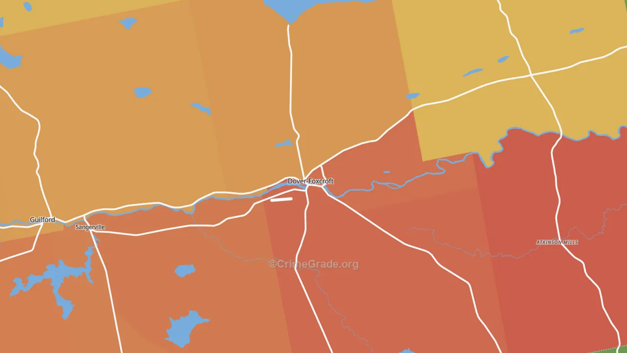 Dover Foxcroft, ME Map of Burglary Rates
