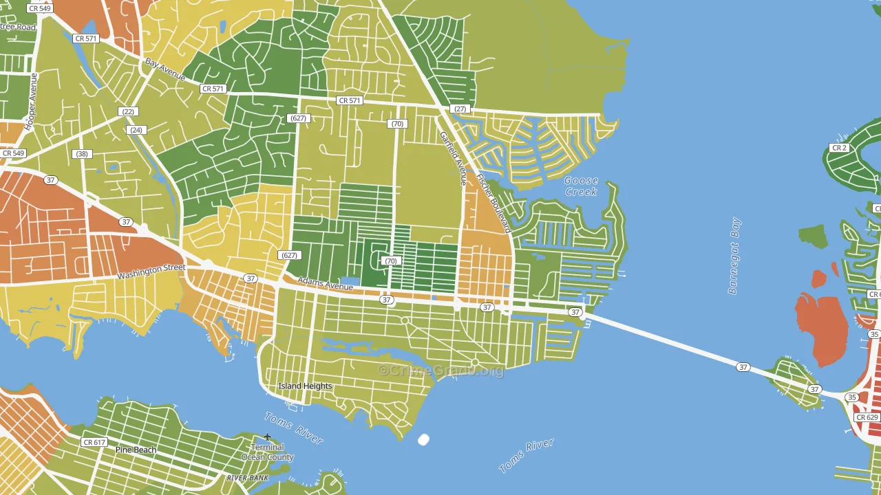 Dover Heights, Toms River, NJ Map of Burglary Rates