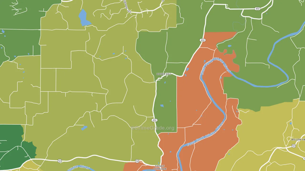 Dover Hill, IN Map of Burglary Rates