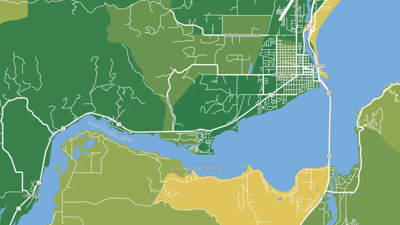Dover, ID Map of Burglary Rates