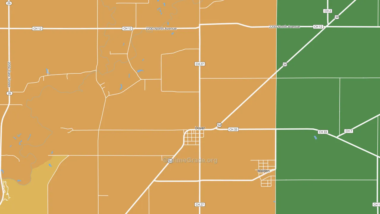 Dover, IL Map of Burglary Rates
