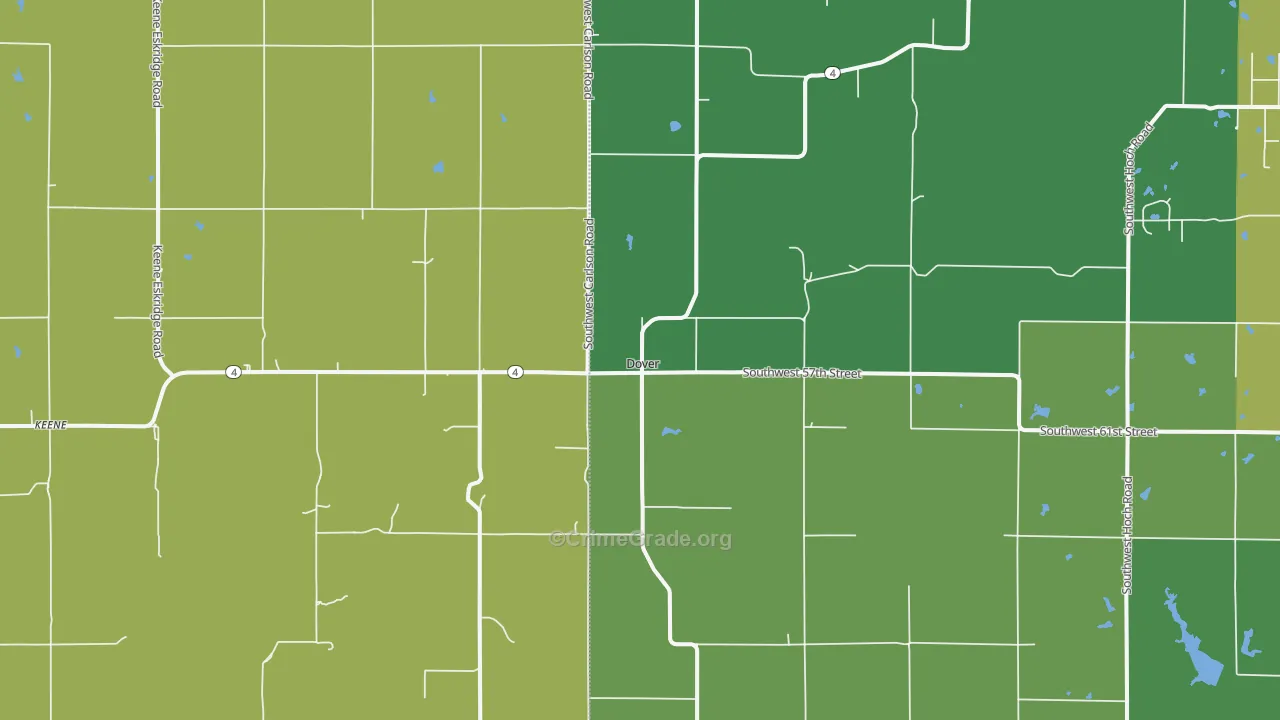 Dover, KS Map of Burglary Rates