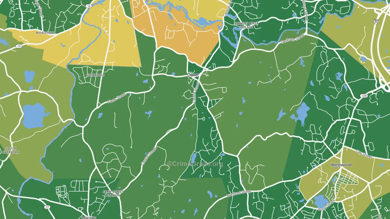 Dover, MA Map of Burglary Rates