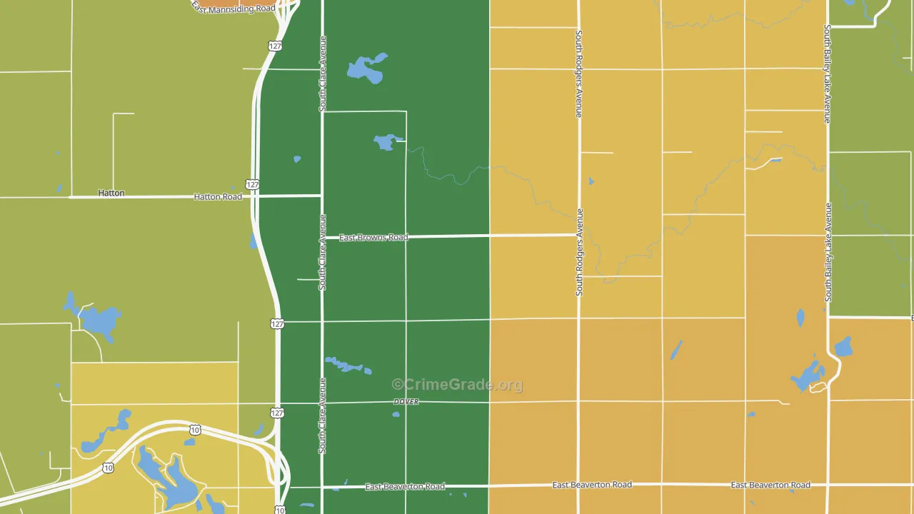 Dover, MI Map of Burglary Rates
