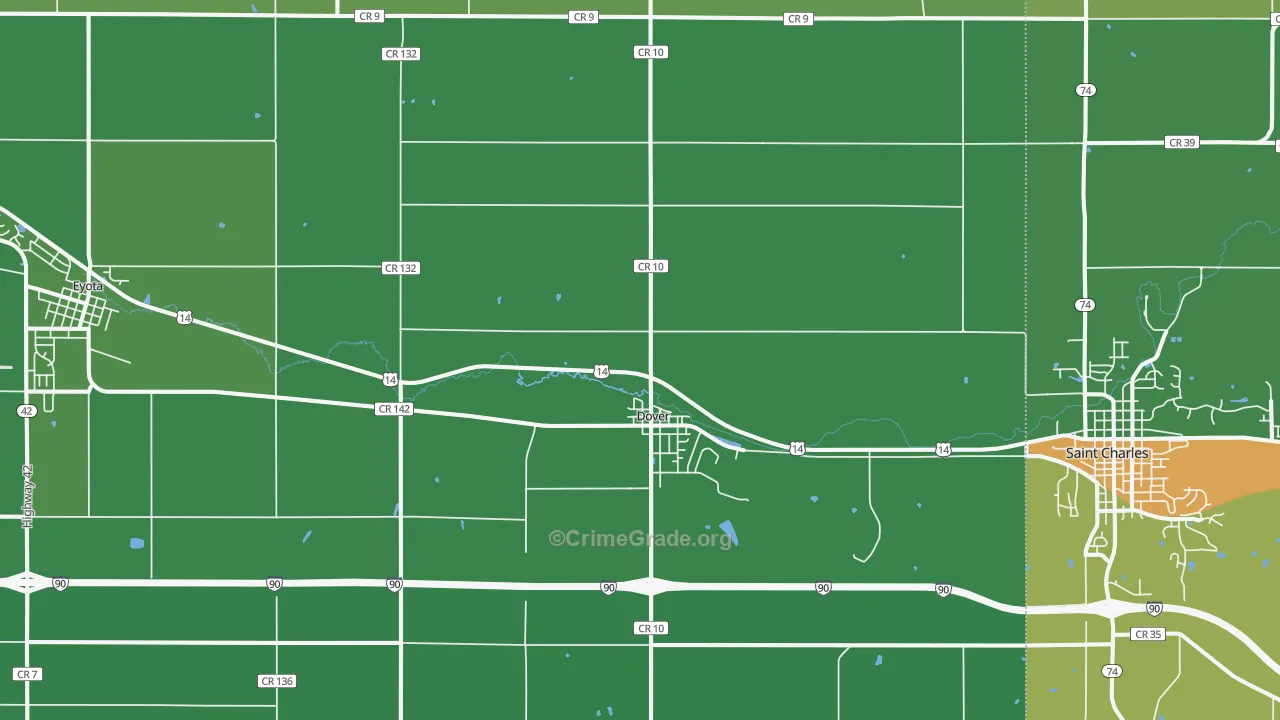 Dover, MN Map of Burglary Rates