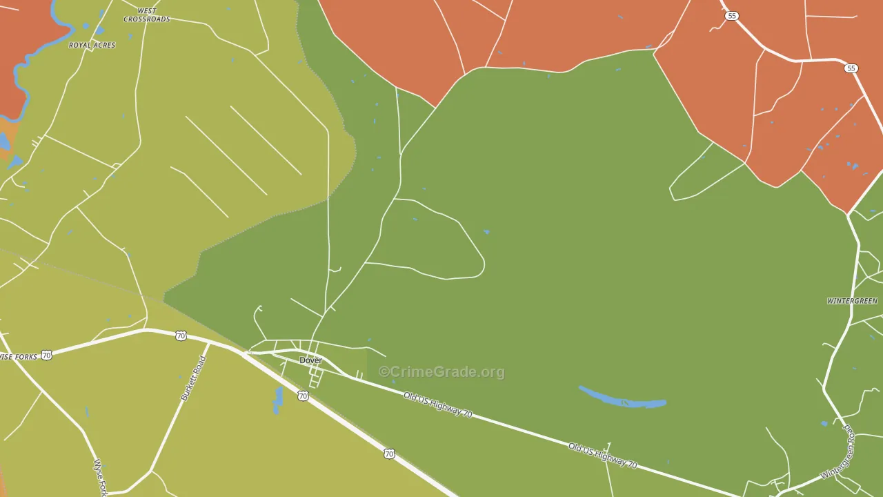 Dover, NC Map of Burglary Rates
