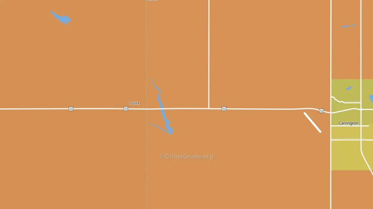 Dover, ND Map of Burglary Rates