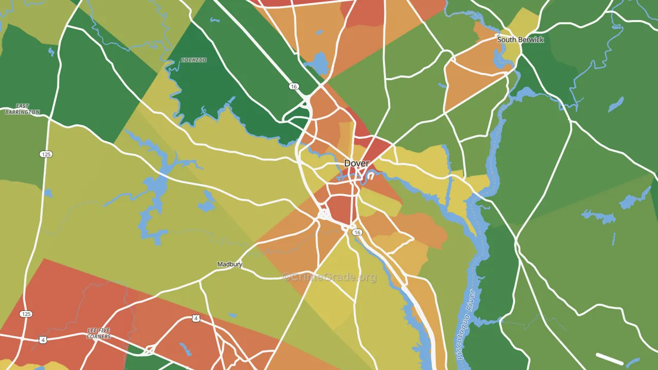 Dover, NH Map of Burglary Rates