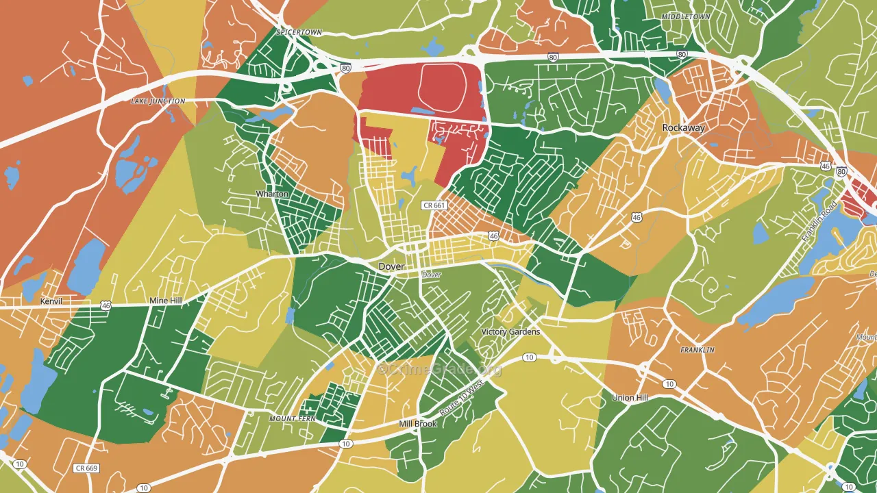 Dover, NJ Map of Burglary Rates