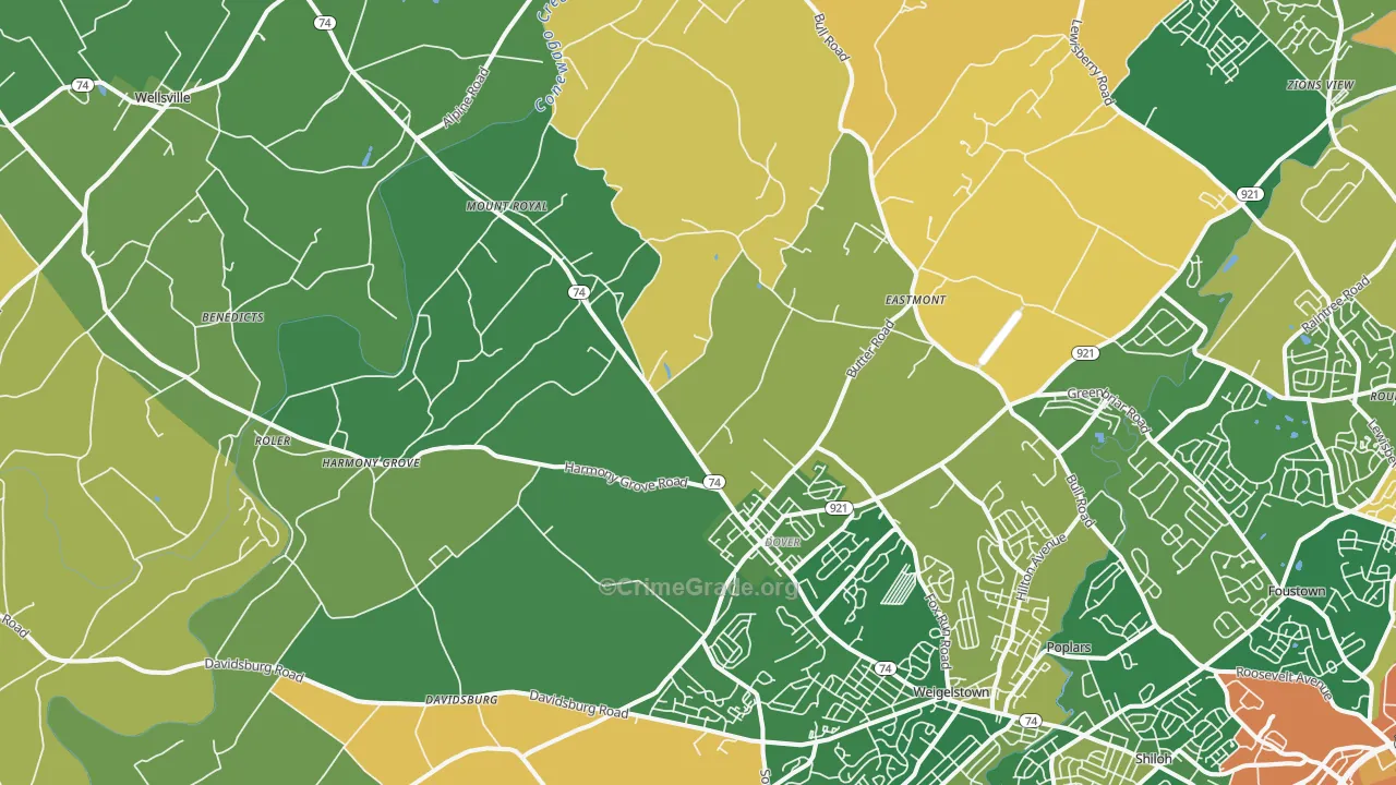 Dover, PA Map of Burglary Rates