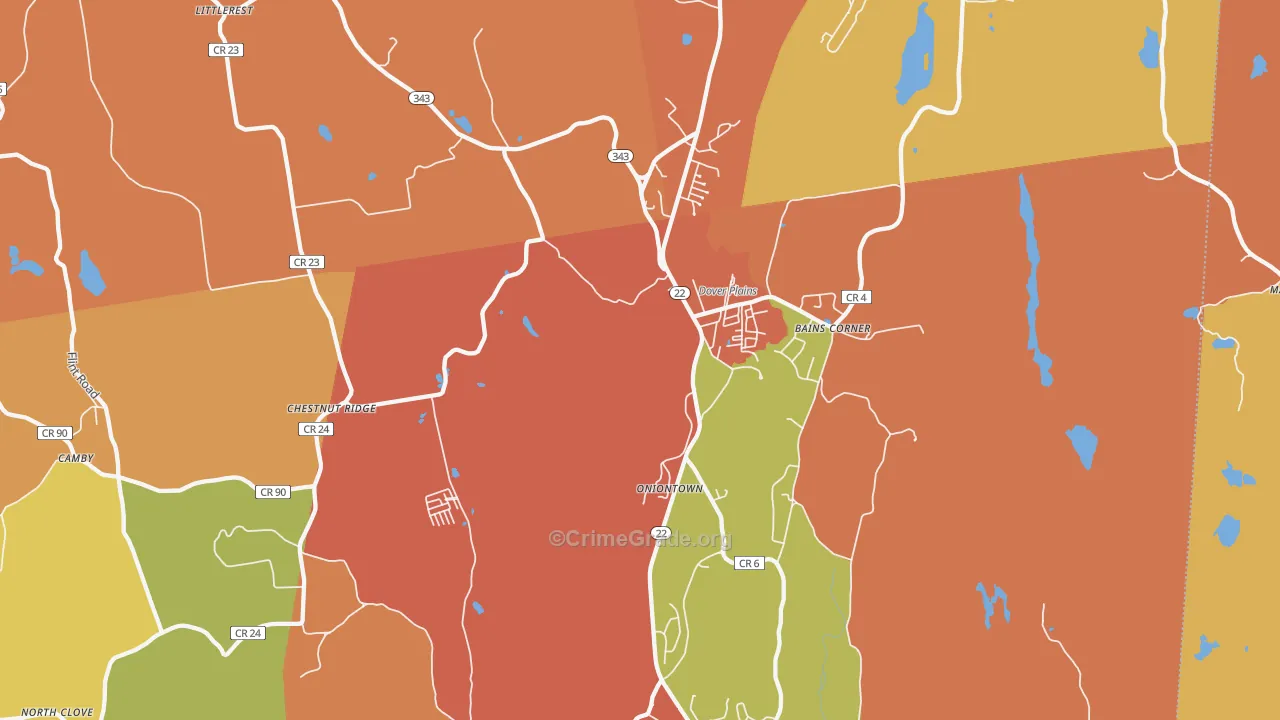 Dover Plains, NY Map of Burglary Rates