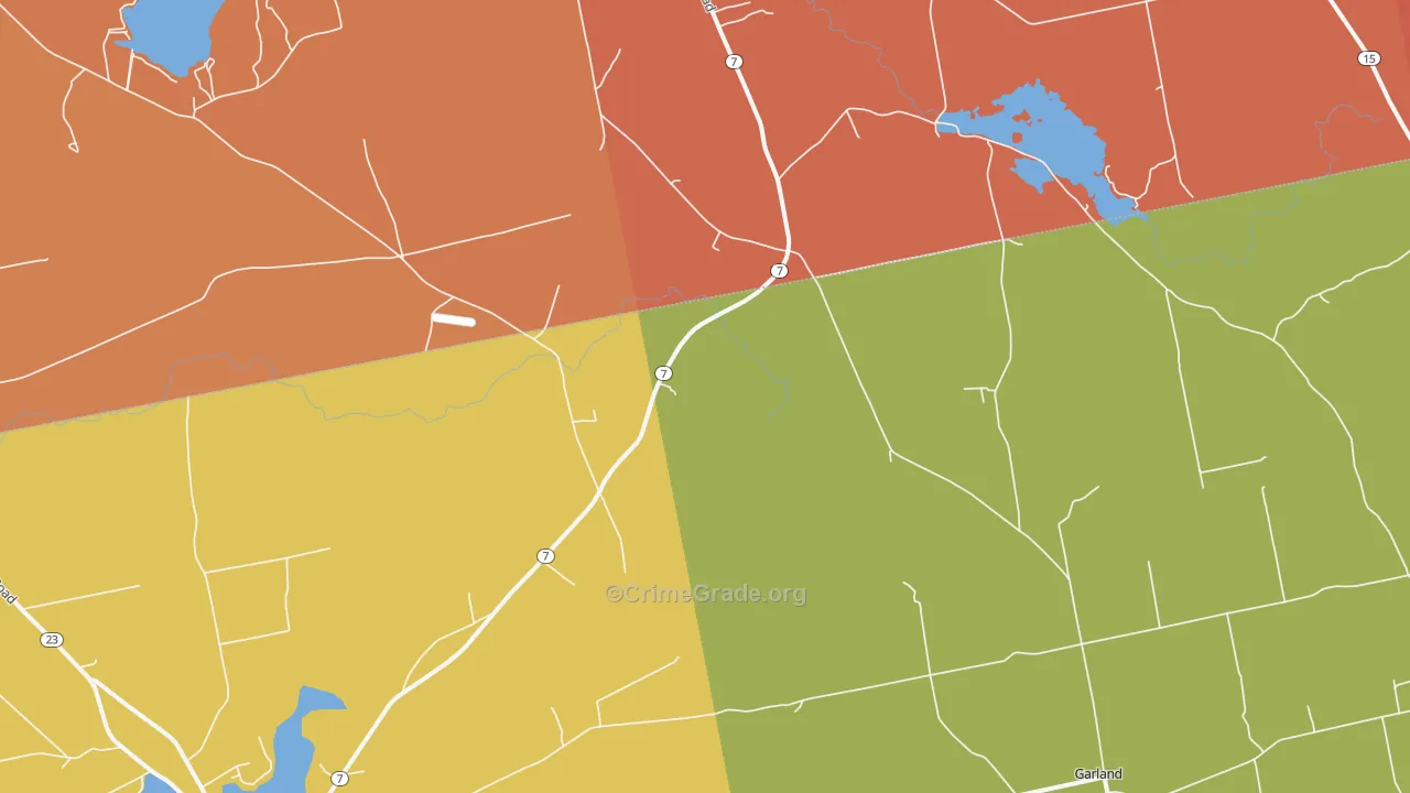 Dover South Mills, ME Map of Burglary Rates