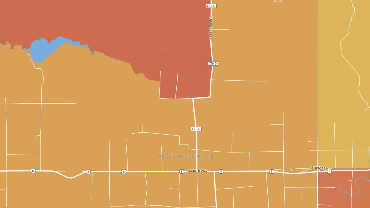 Dover, WI Map of Burglary Rates