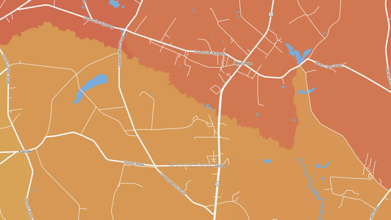 Dovesville, SC Map of Burglary Rates