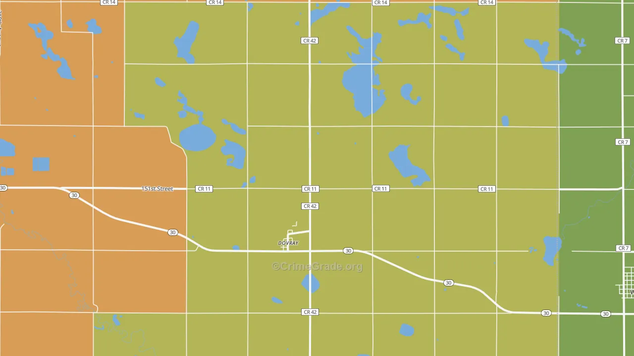 Dovray, MN Map of Burglary Rates