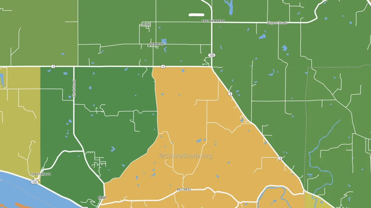 Dow, IL Map of Burglary Rates